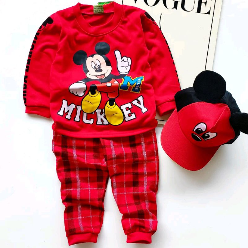 PIYAMA ANAK COWOK CEWEK BAJU TIDUR MICKEY UNTUK UMUR 1-10TAHUN