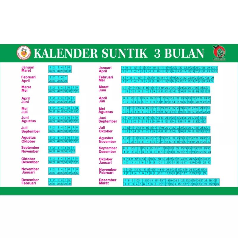 

Ready Stok Siap Kirim Kalender KB 3 Bulan Laminating