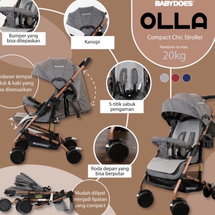 Bayar Di Tempat Stroller Babydoes Olla / Stroller Babydoes Olla+ / Kereta Bayi