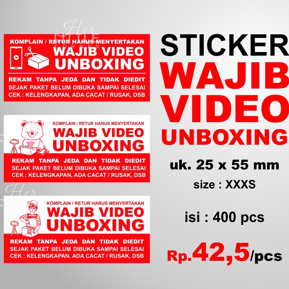 

SFXH8219 STICKER WAJIB VIDEO UNBOXING - ukuran 25 x 55 mm (XXXS) isi 400