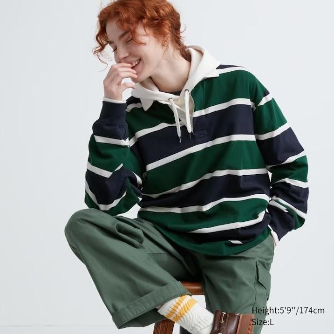 Men Kaos Polo Rugger Garis Lengan Pendek Pria Jastip Uniqlo Sale