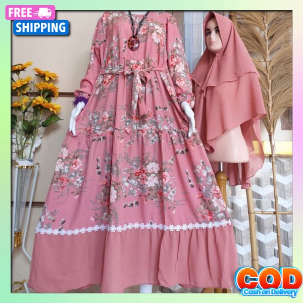 Gamis Wsnita Elegant Ghamis Premium Plus Khimar Gamiss Set Hijab Terbaru Gsms Syarii Premium Stlan W