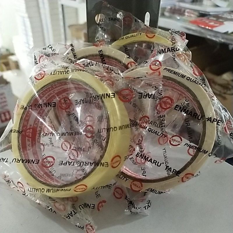 lakban / selotip / isolasi / solatip / solasi kertas / masking tape enmaru 24 mm x 20 yard / 1 inc  