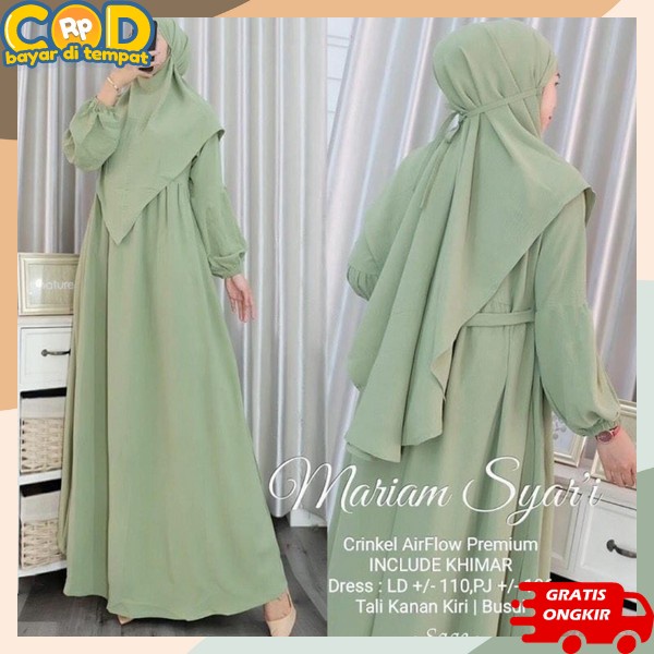 Set Gamis Dan Kerudung Gsmis Khimar Gamid Premium Kerudung Bahan Adem Syar'I Wamita Dress Elegan Pes