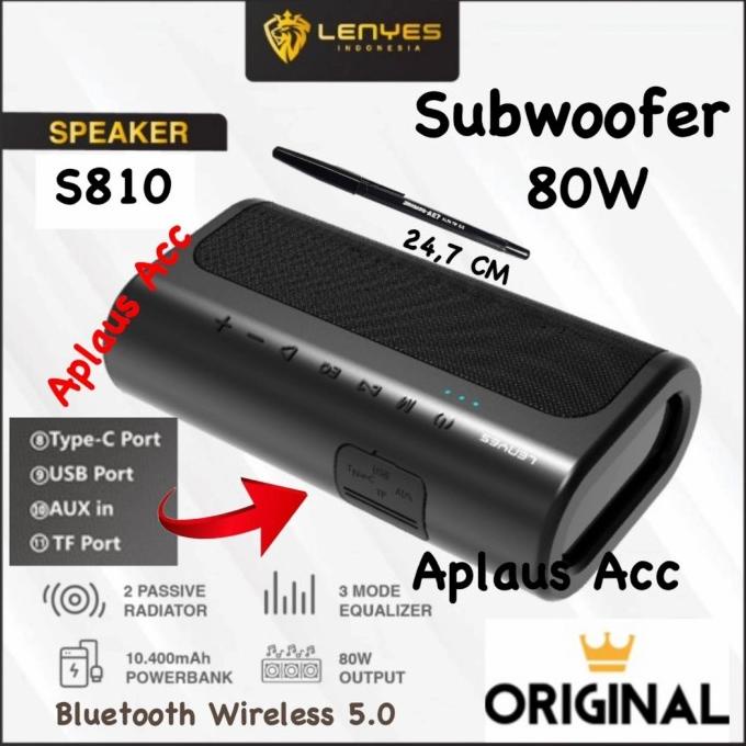 Speaker Bluetooth Lenyes S810 TWS Original Subwoofer 80W Wireless
