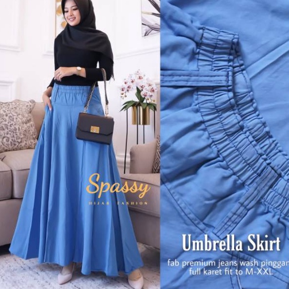 ZCKZ0931  Jessy umbrella rok jeans - rok panjang wanita - rok levis panjang wanita - rok jeans jumbo