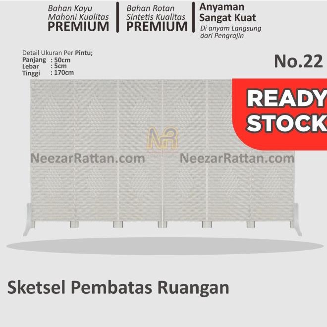 Sketsel 1 Pintu. Pembatas Penyekat Partisi Ruangan Rotan No 22