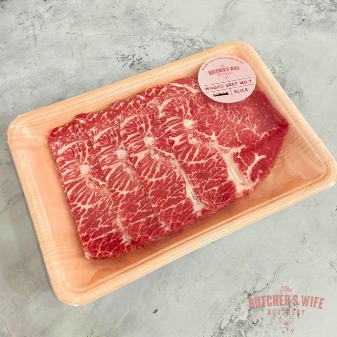 

Misuji Slice Wagyu Mb 7 | Oyster Blade Wagyu| Rosu Beef Slice @250Gram Bronisshop