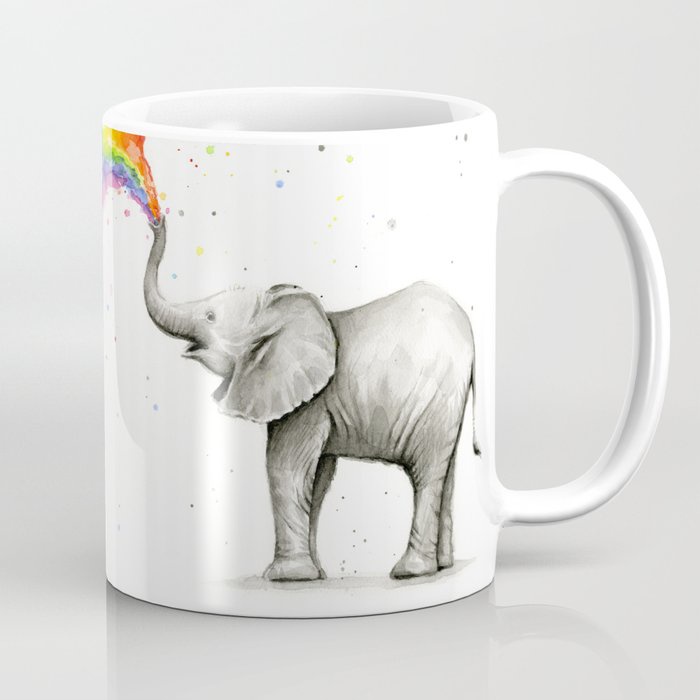 Mug Kopi Pelangi Penyemprotan Bayi Gajah