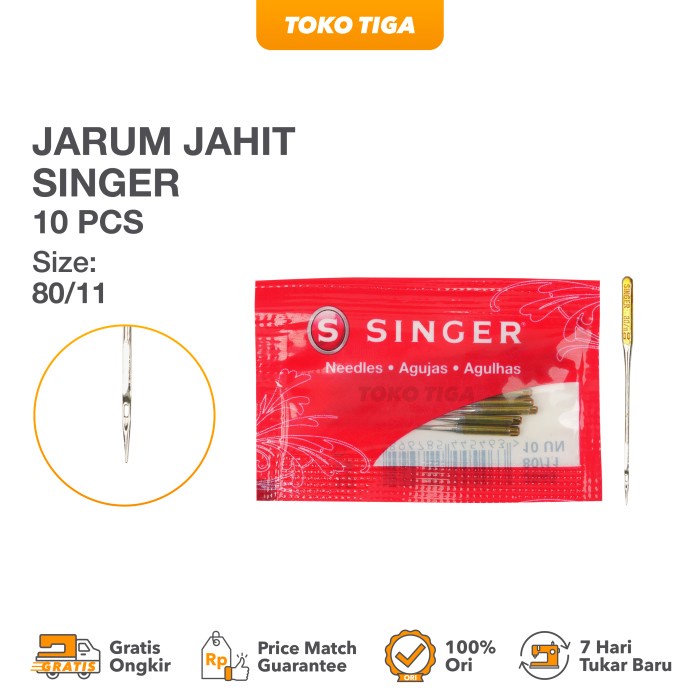 

Jarum SINGER Gold Tip Needles / Jarum Emas / Jarum Anti Loncat