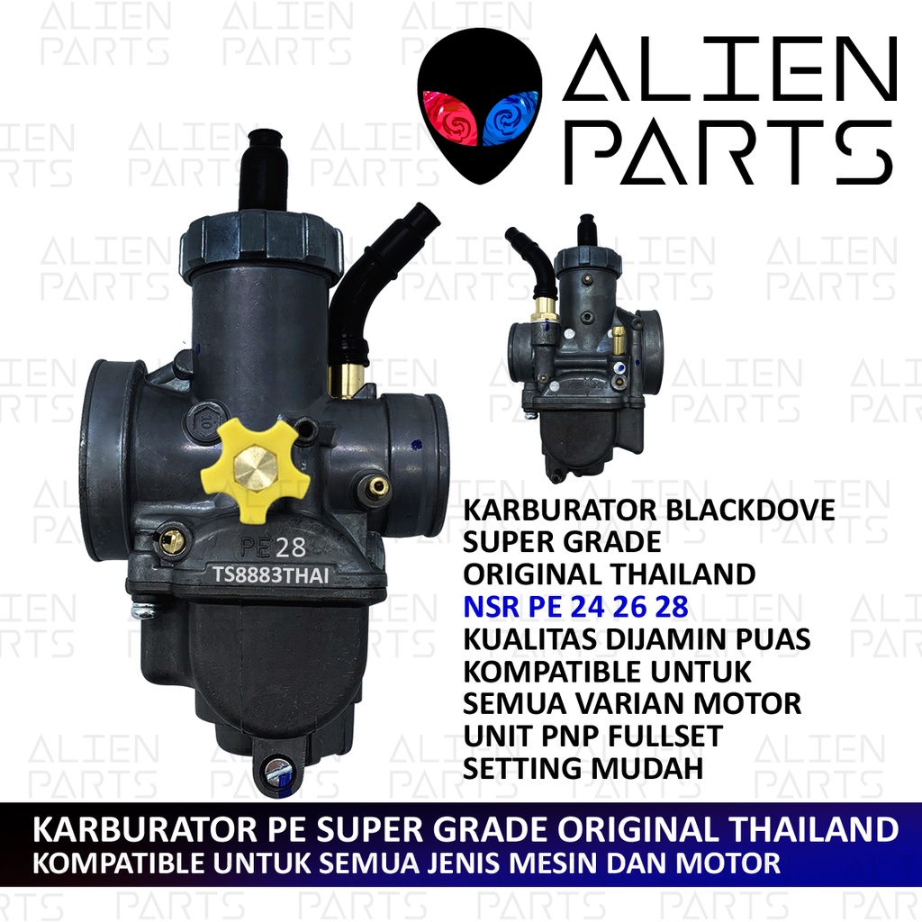 (COD) KARBURATOR NSR DOVE PE 24 26 28 BLACKDOVE HITAM BLACK CRYPTON KARBU PE24 PE26 PE28 ORI ORIGINA
