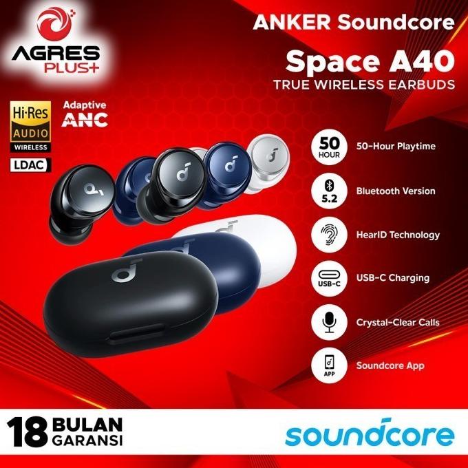 Anker Soundcore Space A40 Tws Earphone Adaptive Anc Bluetooth A3936