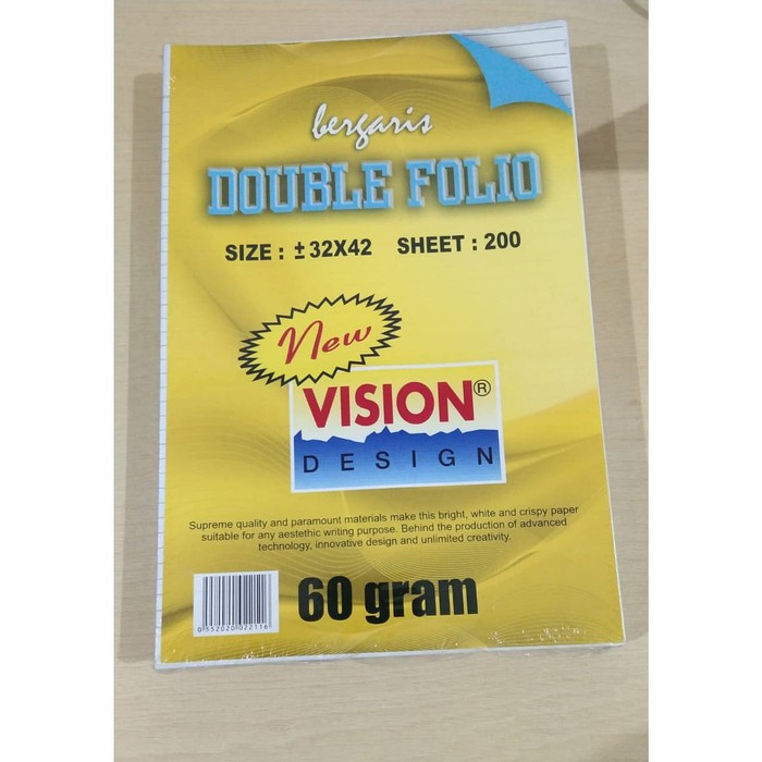 

Kertas Double Folio Bergaris Vision Isi 200 Lembar