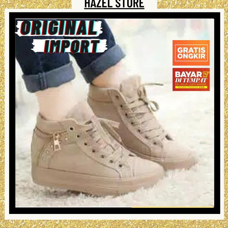 Sepatu Boot Bot Bots Wedges Korea Import Wanita Murah Cewek Prempuan Casual COD Boot R.011 Cream