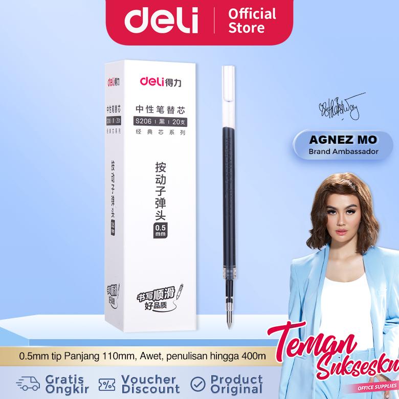 

Deli Gel Pen Refill / Isi Ulang Pulpen Gel 0.5mm Hitam/Biru/Merah Panjang Penulisan Hingga 400m S206