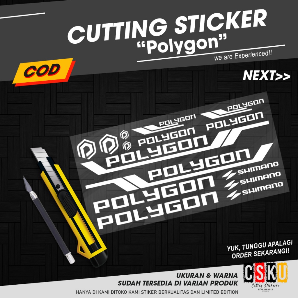 Cutting Sticker Polygon Variasi Stiker Sepeda Set Dewasa Aksesoris Frame Batang Mtb Lipat