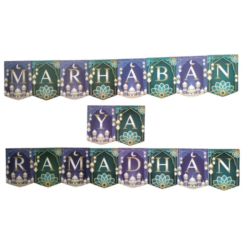 Garland Flag Bunting Flag Banner Flag Tema Marhaban Ya Ramadhan / Banner Flag Marhaban Ya Ramadhan