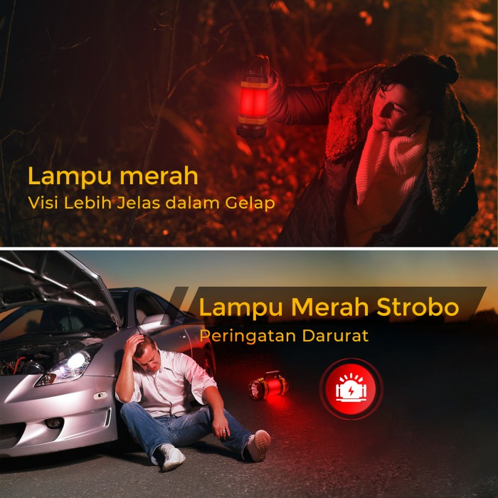 Hyderson Lampu Camping Outdoor LED IP44 6Mode 3600mAh Isi Ulang Senter