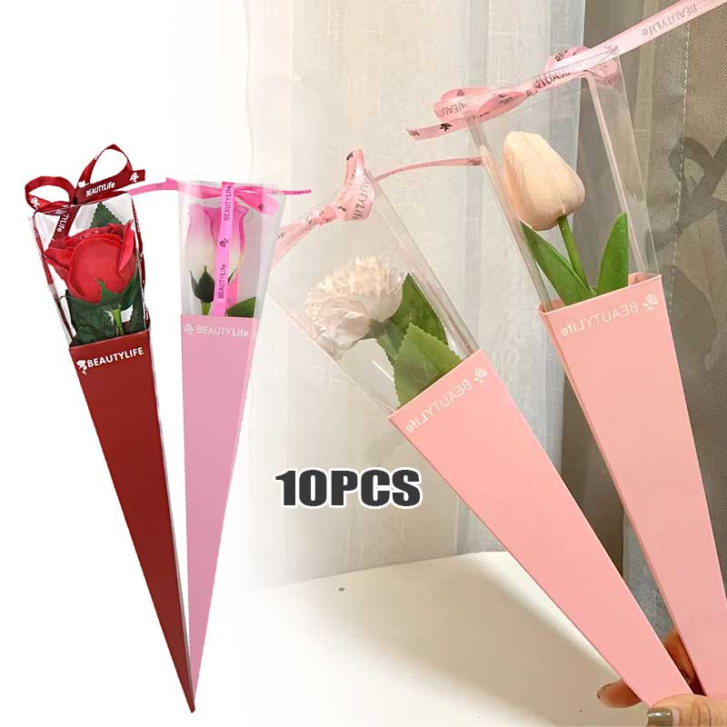 

10PCS Single Rose Box / Box Bunga Mawar / Plastik Bunga Satuan