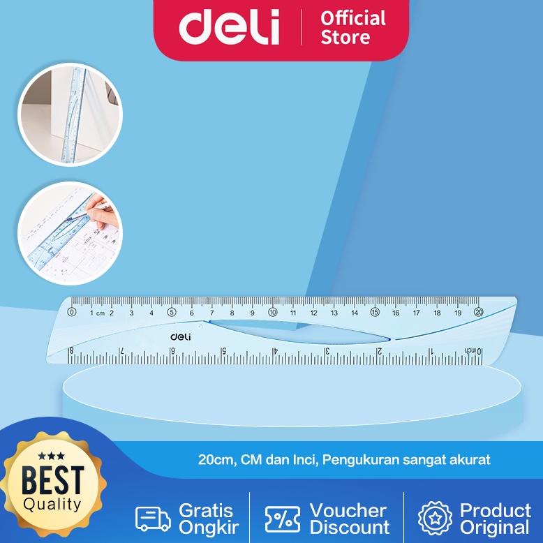 

Deli Ruler / Penggaris 20 CM Kokoh Pengukuran CM dan Inch EH10