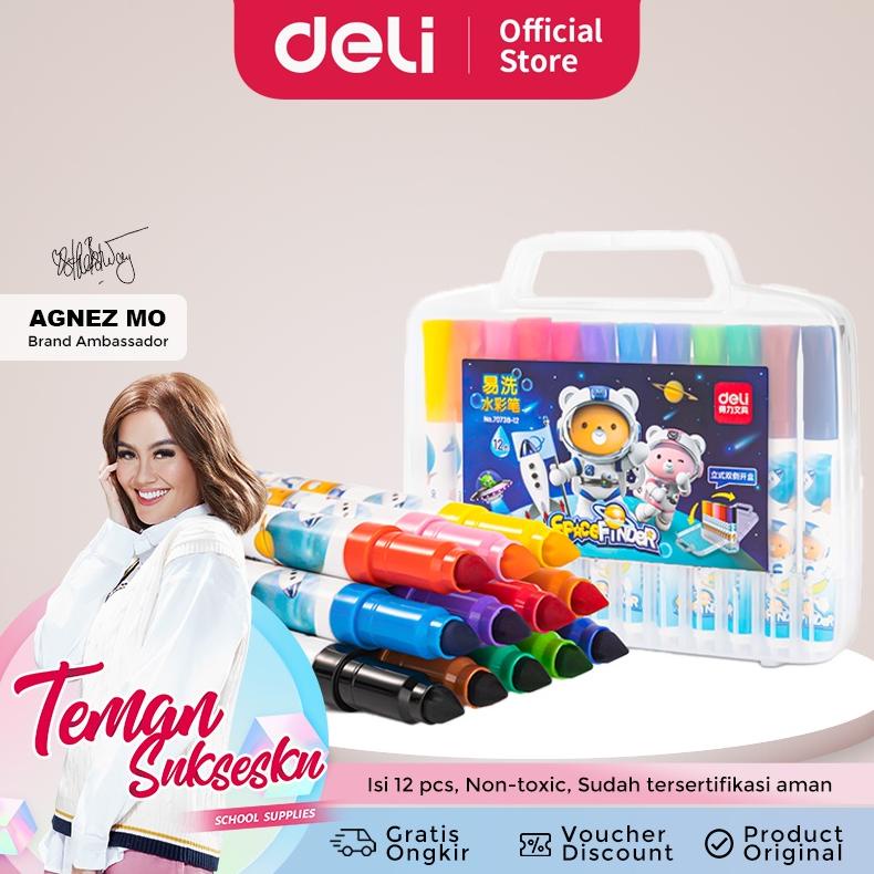 

Deli Felt Pen / Spidol Warna isi 12 pcs warna terang mudah di cuci 70738