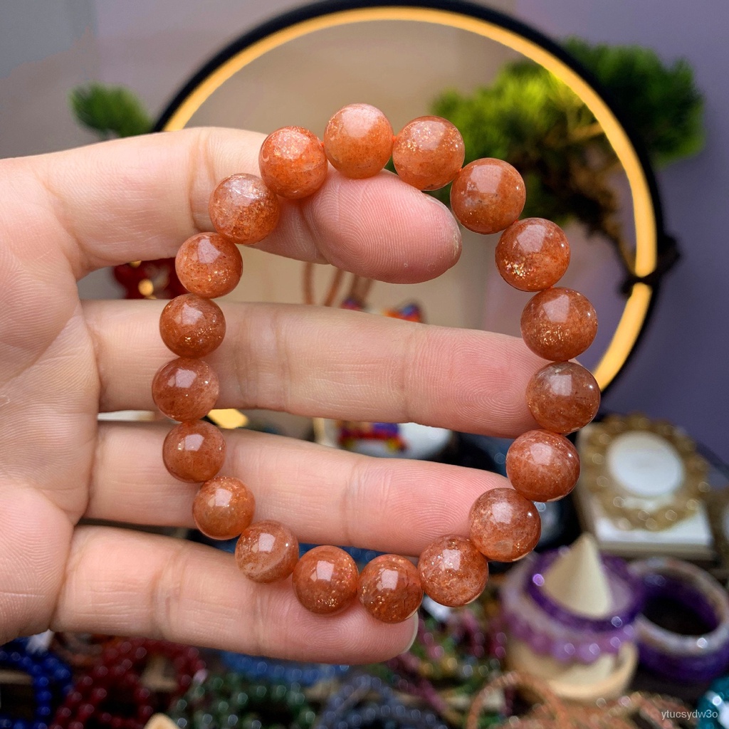 Gelang Batu Matahari Pasir Emas Alami Kristal Wanita Seragam Titik Pasir Emas Fashion Gelang Matahar