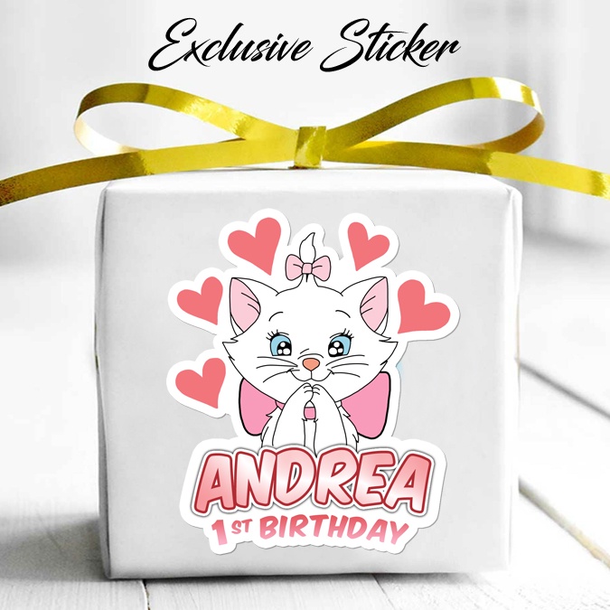 50 STIKER / STICKER MARIE CAT 2-1 UTK BAG / BENTO / SOUVENIR ULTAH ULANG TAHUN