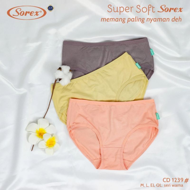 6 pcs cd wanita sorex 1239 super soft termurah | celana dalam wanita sorex polos bahan katun lembut nyaman