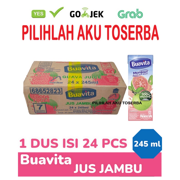 

Buavita Guava Jus Jambu 245 Ml - ( Harga 1 Dus Isi 24 Pcs )