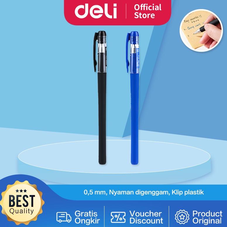 

Deli Gel Pen / Pulpen Gel 0.5mm Pegangan Anti Slip Penulisan Halus EG64 1 pcs