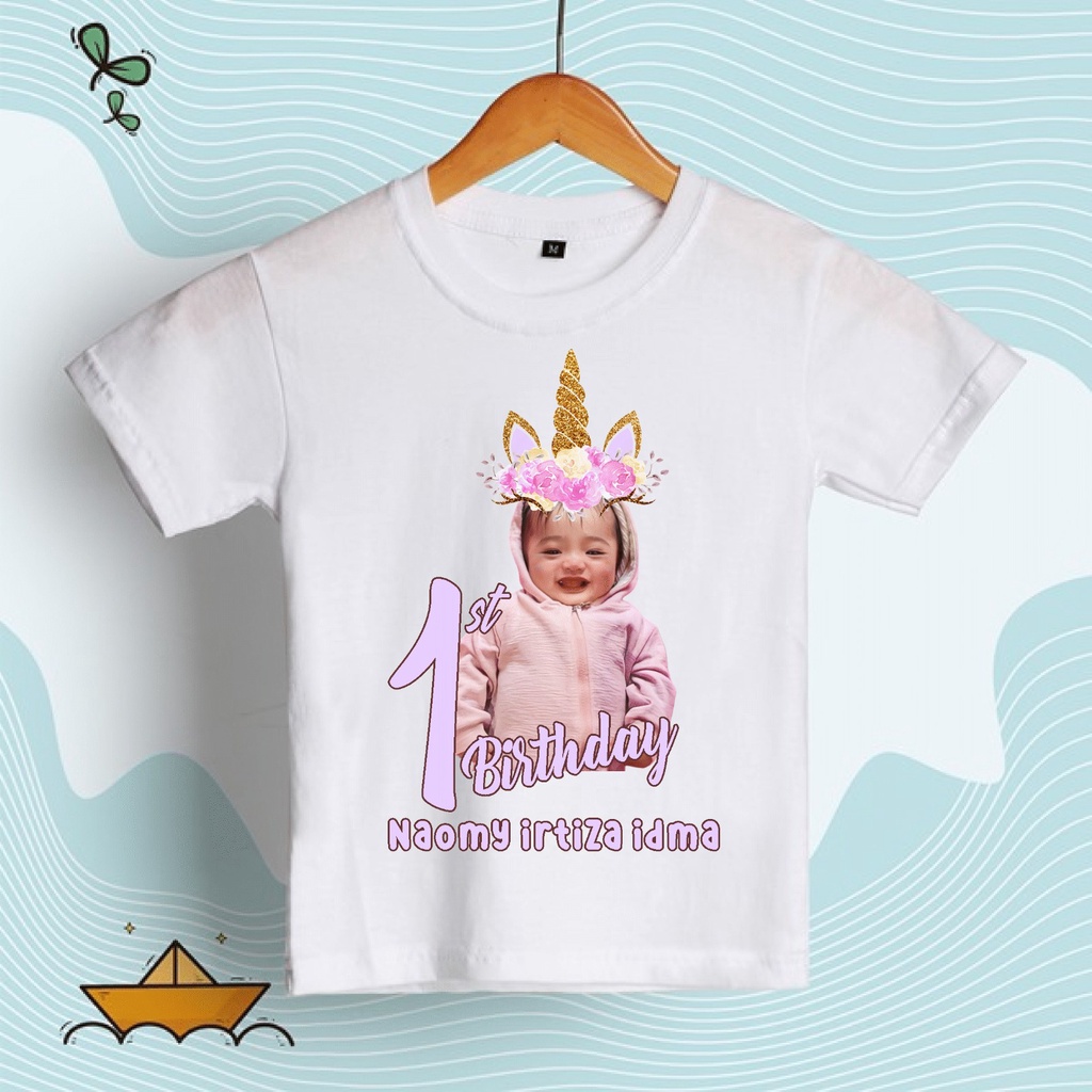 Kaos Anak Sablon Foto Tema Ulang Tahun Kaos Anak Lengan pendek