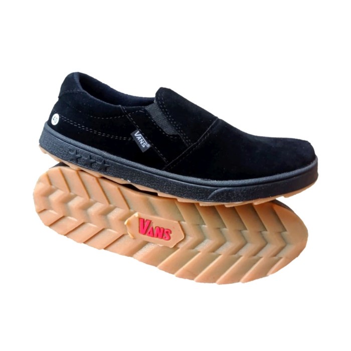 PROMO Sepatu Pria Casual Slip On Hitam Polos Slop Tanpa Tali Keren