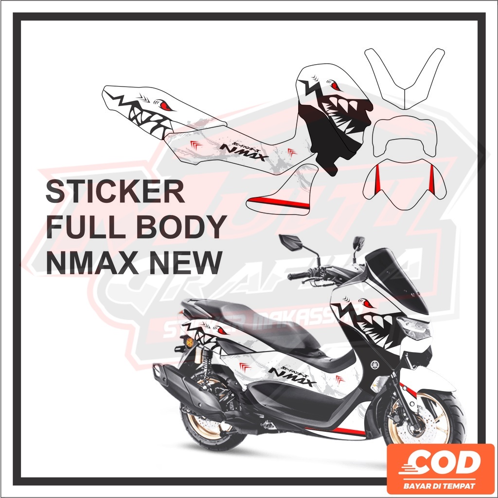 Stiker Motor YAMAHA NMAX NEW Full Body Sticker Decal NMAX Baru Motif HIU Keren Waterproof Bisa COD