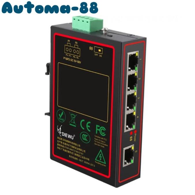 DIEWU TXI173 Industrial 5 Port DIN Rail Ethernet switch RJ45 router