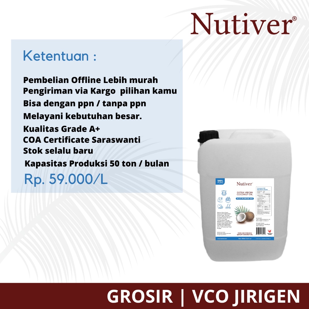 

Nutiver Vco / Nyak Kelapa Murni / Extra Virgin Coconut Oil