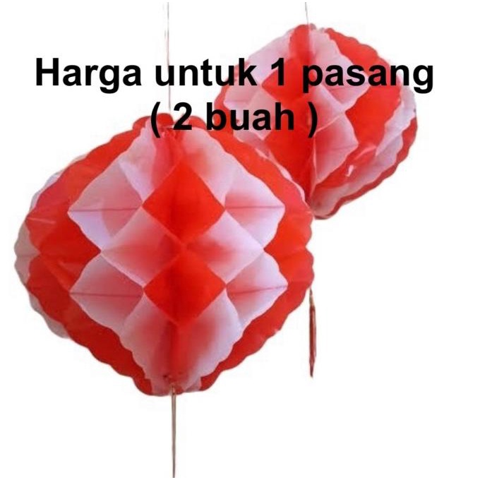 

best produk] Lampion lipat plastik honeycomb merah putih dirgahayu HUT RI /dekorasi