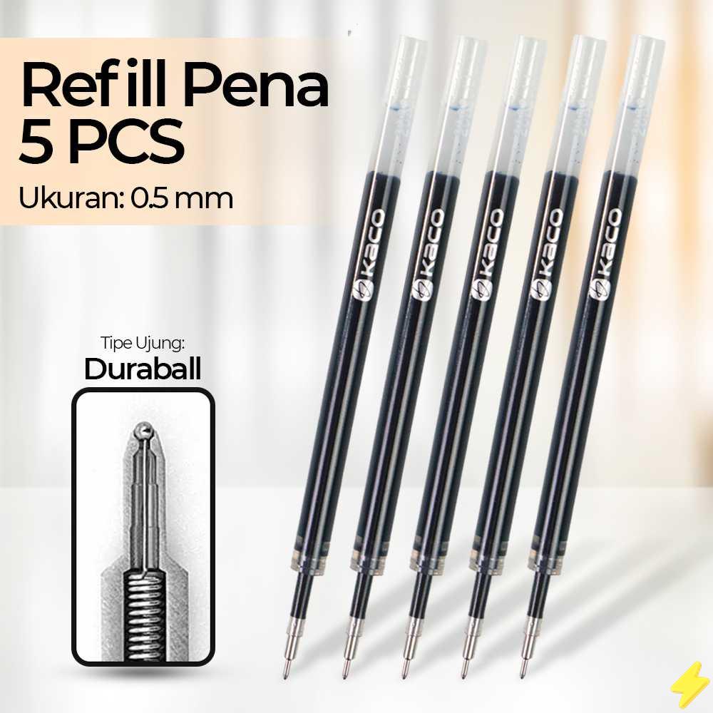 

[PROMO] Kaco Isi Refill Pena Pulpen Gel 0.5mm Tinta Hitam 5PCS for KACO Turbo - K1618