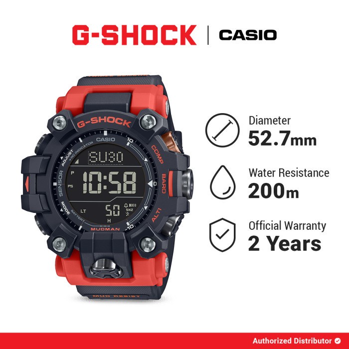 [READY INSTANT] G-Shock Jam Tangan Pria GW-9500-1A4DR MUDMAN Original Digital Orange