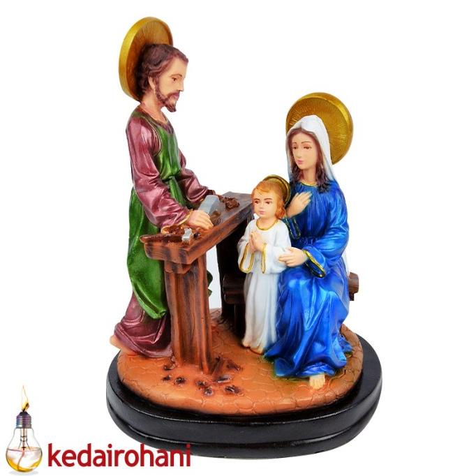 Buruan beli] Patung Keluarga Kudus Nazaret Yesus Maria Yosef Tukang Kayu 22cm