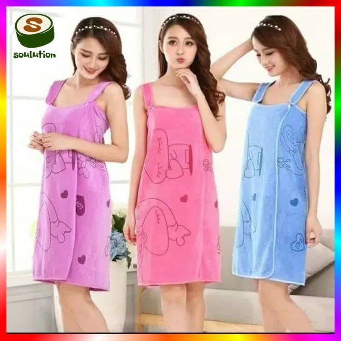 Kimono Kimono Handuk Bentuk Dress Tanktop Daster Motif Lucu - Biru(U5D2) Bahan Tebal Bahan Lembut OR