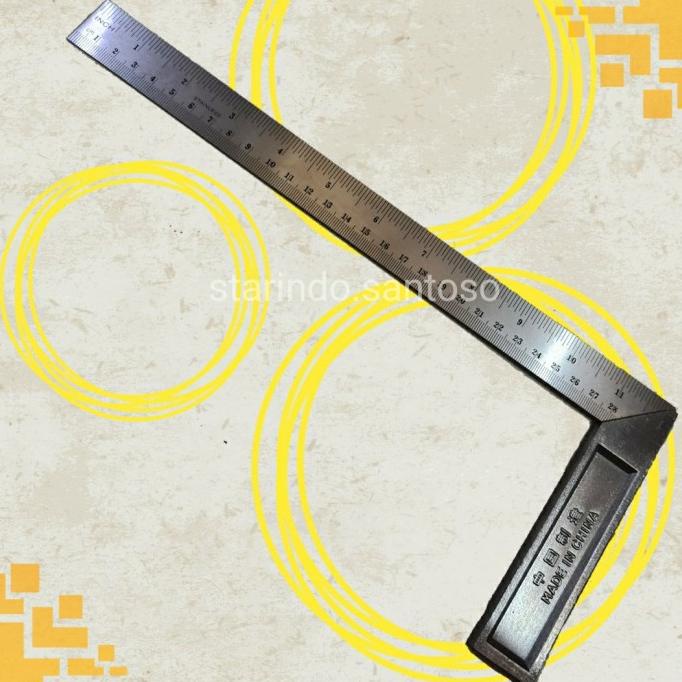 

:=:=:=:=] Penggaris SIKU TUKANG grafir jumbo 12 inci 30cm garis sudut stainless