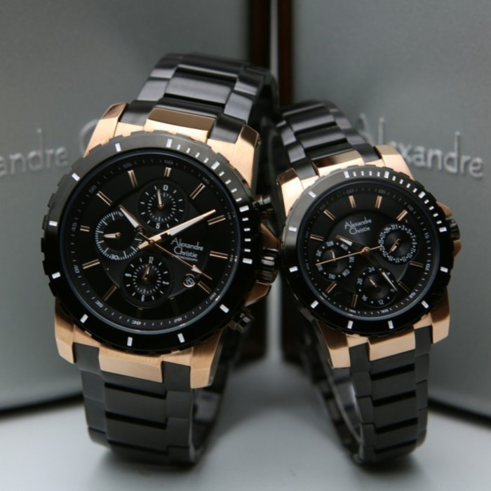 Jam Tangan Couple Alexandre Christie Ac 6141 -Ac6141 Black Rosegold