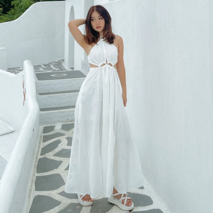 Summer dress maxi long pantai prewed photoshoot white putih baju