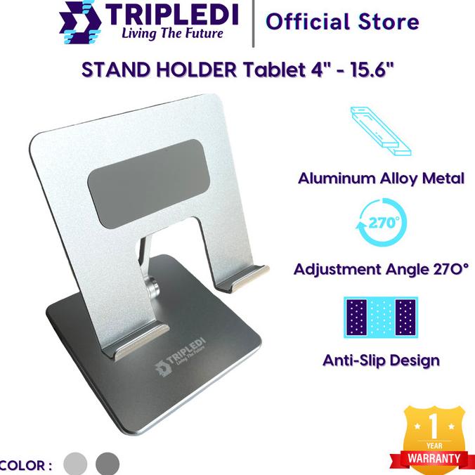 Tripledi Holder Stand Aluminium Desktop Pos Meja Kasir Hp Tablet Ipad