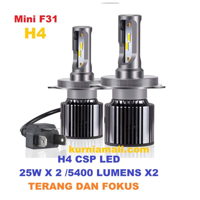 ✨New Mini F31 H4 Hi Low Headlamp Csp 50W Lampu Led Bohlam Mobil H4 2 Pcs Berkualitas