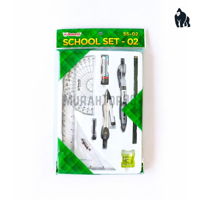 

Terlaris Butterfly School Set 02 / Paket Alat Tulis Penggaris Busur Jangka Pen Original