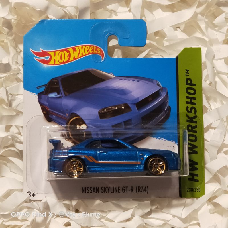 hotwheels nissan gtr r34 biru sc short card blue hw workshop skyline bnr34 not fnf ff fs