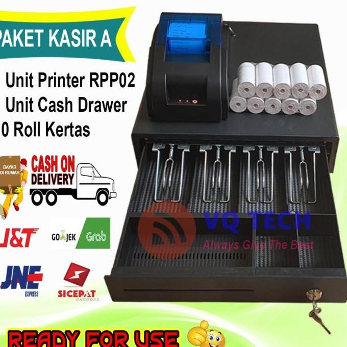 

Vq - Paket Kasir A Cash Drawer + Printer Rpp02 + Kertas Struk 58Mm