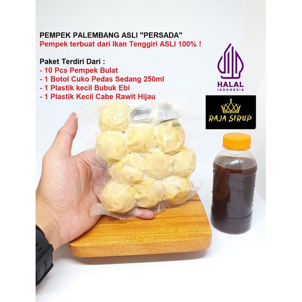 

Pempek Palembang PERSADA Pempek ADAAN Ikan Tenggiri ASLI isi 10pcs + Cuko 200ml