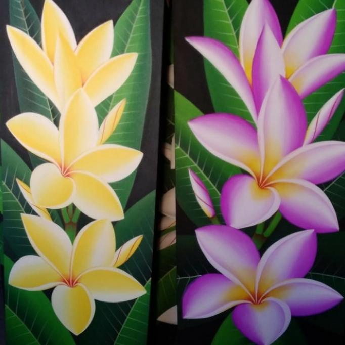] lukisan bunga kamboja bali 120 * 45